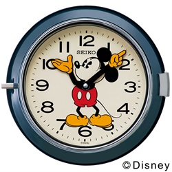 ＜ヤマギワ＞ SEIKO（セイコー）「Mickey Wall Clock FS504L」 φ232mm / ネイビー[221FS504L] 掛け時計 カケドケイ画像