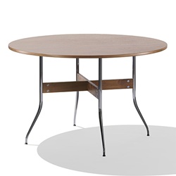＜ヤマギワ＞ HermanMiller（ハーマンミラー）「Nelson Swag Leg Group Dining Table」丸型/ウォールナットトップ【取寄せ品】[267NS5852WOU] ダイ画像