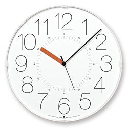 ＜ヤマギワ＞ Lemnos（レムノス）「CARA（カラ）」ホワイト（オレンジ針）[996AWA1308WHO] 掛け時計 カケドケイ画像