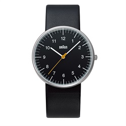 ＜ヤマギワ＞ BRAUN （ ブラウン ）「 Watch BNH0021 」ブラックレザー / ブラック[996BN0021BKBKG] メンズ 腕時計 ウデドケイ