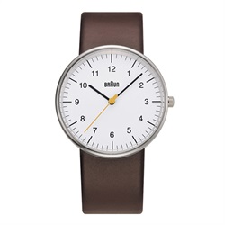 ＜ヤマギワ＞ BRAUN （ ブラウン ）「 Watch BNH0021 」ブラウンレザー / ホワイト[996BN0021WHBRG] メンズ 腕時計 ウデドケイ