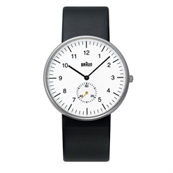 ＜ヤマギワ＞ BRAUN （ ブラウン ）「 Watch BNH0024 」ブラックレザー / ホワイト[996BN0024BKBRG] メンズ 腕時計 ウデドケイ