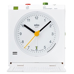 ＜ヤマギワ＞ BRAUN （ ブラウン ）「 Travel Alarm Clock （トラベル・アラーム・クロック） BNC005 」ホワイト[996BNC005WHWH] 目覚まし時計 メザマシドケ画像