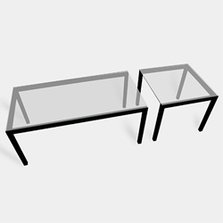 ＜ヤマギワ＞ AIRCONDITIONED（エアコンディションド）「KARATE CHOP TABLE（カラテ チョップ テーブルセット）」 ブラック【取寄せ品】[996BY03A] センターテーブル画像