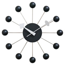 ＜ヤマギワ＞ George Nelson（ジョージ・ネルソン）「Ball Clock（ボール・クロック）」ブラック[996GN397BK] 掛け時計 カケドケイ
