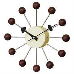 ＜ヤマギワ＞ George Nelson（ジョージ・ネルソン）「Ball Clock（ボール・クロック）」ウォルナットカラー[996GN397WB] 掛け時計 カケドケイ