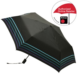 ＜ヤマギワ＞ Knirps（クニルプス）「Flat Duomatic」ストライプ（ミスティックブルー）[996KNFL8814003] 傘・雨具 折りたたみ傘 カサ