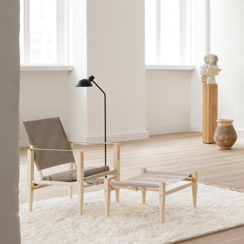 KK97170 Safari footstool アッシュ材/ホワイトオイル仕上げ/ナチュラルキャンバス H340mm