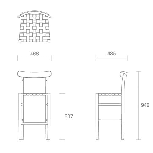 Lightwood バースツールMid 張座レッド/メープル材ナチュラルクリア SH637mm