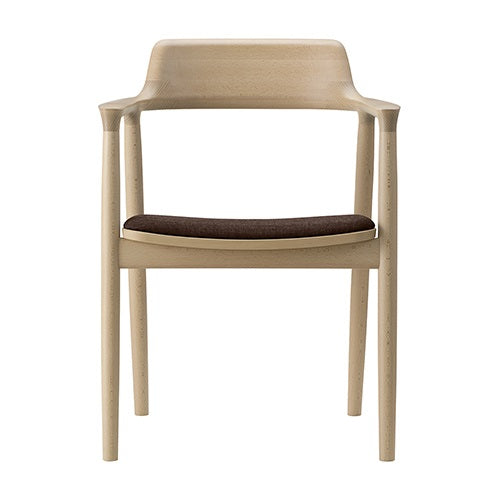 木製アームチェア ネイビー アームチェア「シネマN3」幅73cm レッドオーク材 ダークブラウン色