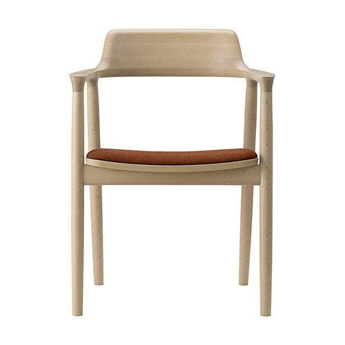 HIROSHIMA アームチェア 張座オレンジ/ビーチ材ナチュラルホワイト