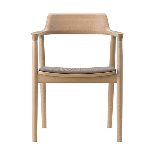 HIROSHIMA アームチェア 張座TLベージュ/ビーチ材ナチュラルホワイト