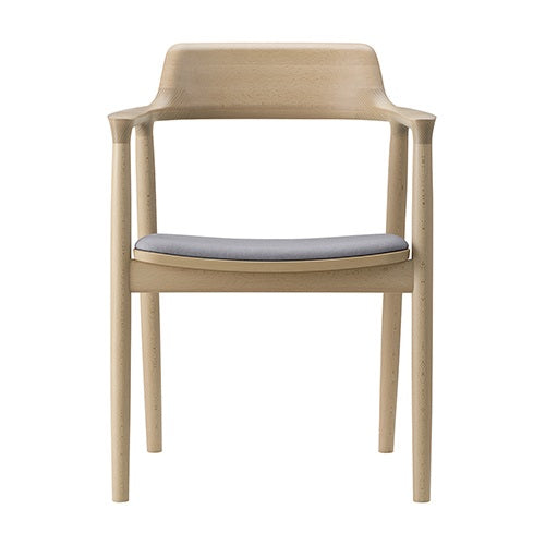 HIROSHIMA アームチェア 張座ライトグレー/ビーチ材ナチュラルホワイト