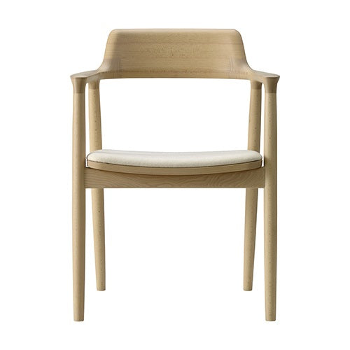 HIROSHIMA アームチェア 張座アイボリー/ビーチ材ナチュラルホワイト