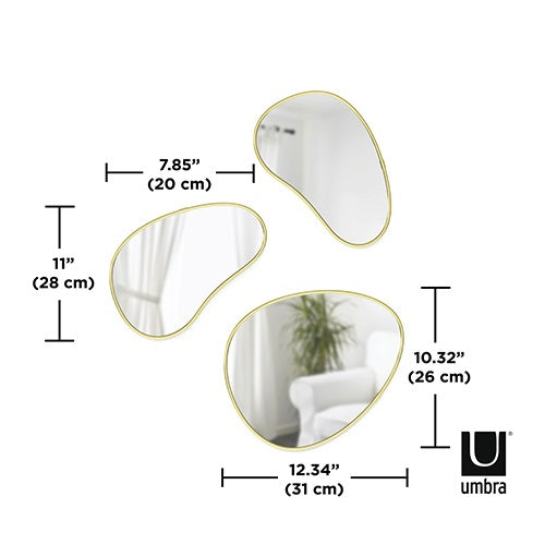 【廃番】HUBBA PEBBLE MIRROR 3set ブラス W250×H310mm