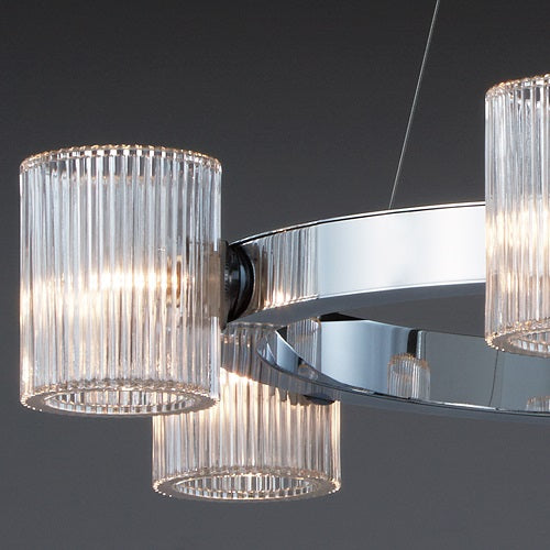 FLARE 6灯 ワイヤー吊 クローム/クリア Φ700mm