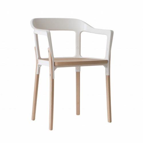 Magis（マジス）アームチェア Steelwood Chair ホワイト / ナチュラルビーチ商品画像
