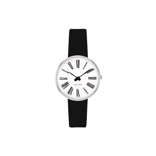 【廃番】ARNE JACOBSEN（アルネヤコブセン）腕時計 ROMAN ローマン 30mm ホワイト＆シルバー×ブラックレザー商品画像