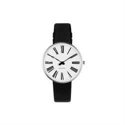 ARNE JACOBSEN（アルネヤコブセン）腕時計 ROMAN ローマン 34mm ホワイト＆シルバー×ブラックレザー
