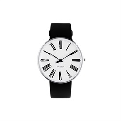 ARNE JACOBSEN（アルネヤコブセン）腕時計 ROMAN ローマン 40mm ホワイト＆シルバー×ブラックレザー