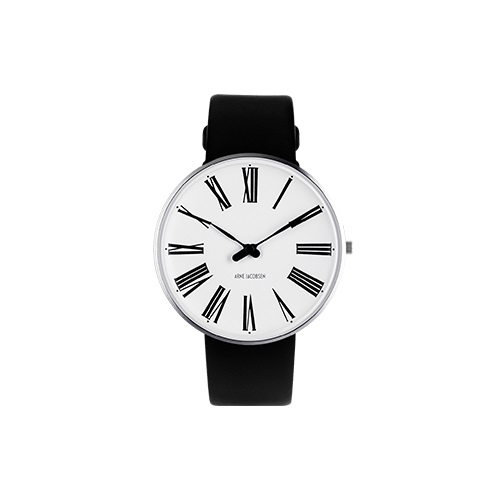 ARNE JACOBSEN（アルネヤコブセン）腕時計 ROMAN ローマン 40mm ホワイト＆シルバー×ブラックレザー商品画像