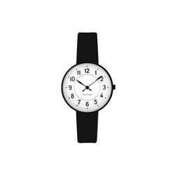 【廃番】ARNE JACOBSEN（アルネヤコブセン）腕時計 STATION ステーション 30mm ホワイト＆ブラック×ブラックレザー