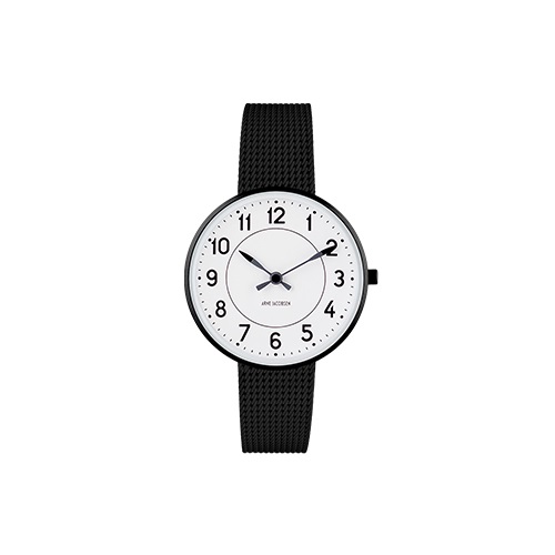 ARNE JACOBSEN（アルネヤコブセン）腕時計 STATION ステーション 34mm ホワイト＆ブラック×ブラックメッシュ商品サムネイル