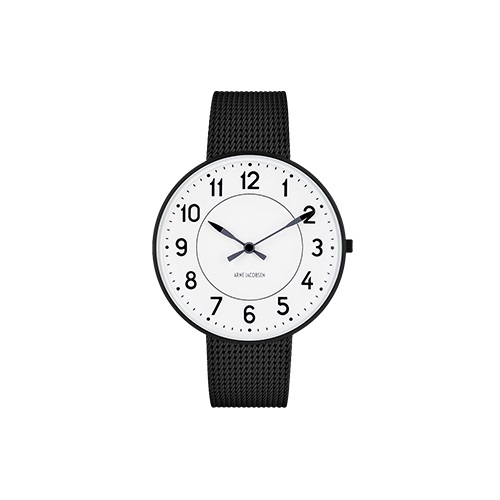 ARNE JACOBSEN（アルネヤコブセン）腕時計 STATION ステーション 40mm ホワイト＆ブラック×ブラックメッシュ商品サムネイル