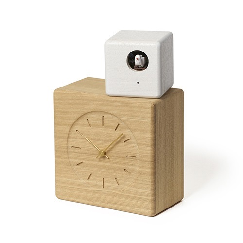 Lemnos（レムノス）置時計 Cubist Cuckoo Clock（キュビスト カッコー） ナチュラル+ホワイト商品画像