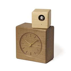 Lemnos（レムノス）置時計 Cubist Cuckoo Clock（キュビスト カッコー） ブラウン+ナチュラル