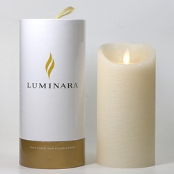 【クリックでお店のこの商品のページへ】LEDキャンドル「LUMINARA(ルミナラ・ピラーキャンドル)Mサイズ」アイボリー(アロマ：オーシャンブリーズ)[996LM201IV]