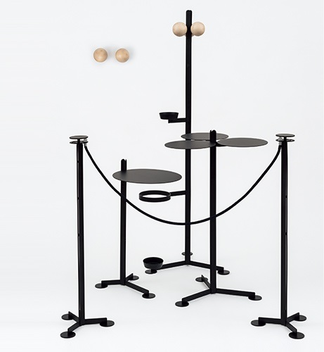 DANESE（ダネーゼ）調整式サイドテーブル Familia（ファミリア）シングルテーブル H100cm ブラック商品画像