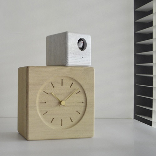 Lemnos（レムノス）置時計 Cubist Cuckoo Clock（キュビスト カッコー） ナチュラル+ホワイト