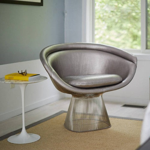 Platner Collection ラウンジチェア クローム/ワインレッド W730mm