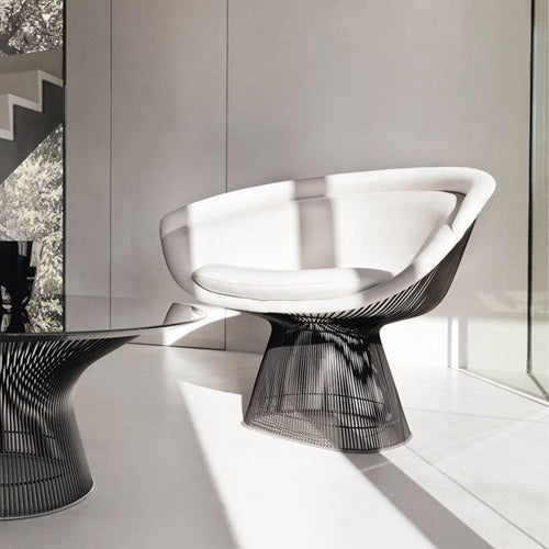 Platner Collection ラウンジチェア クローム/ワインレッド W730mm