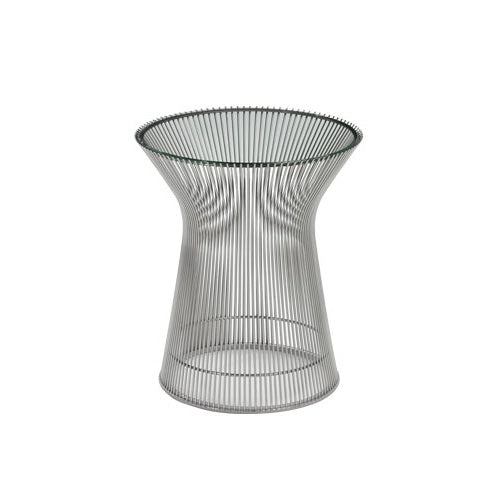 Platner Collection ハイテーブル クローム/透明ガラス Φ400mm