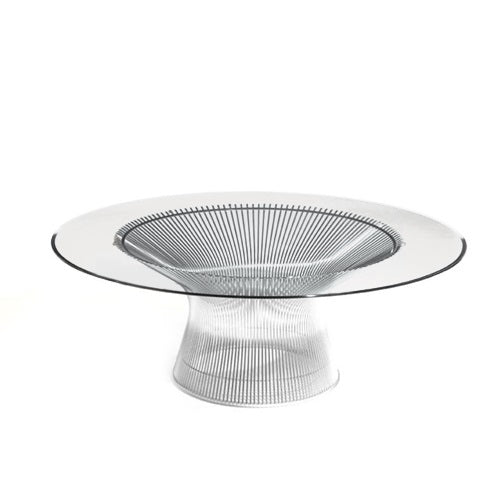 Platner Collection ローテーブル クローム/透明ガラス Φ915mm