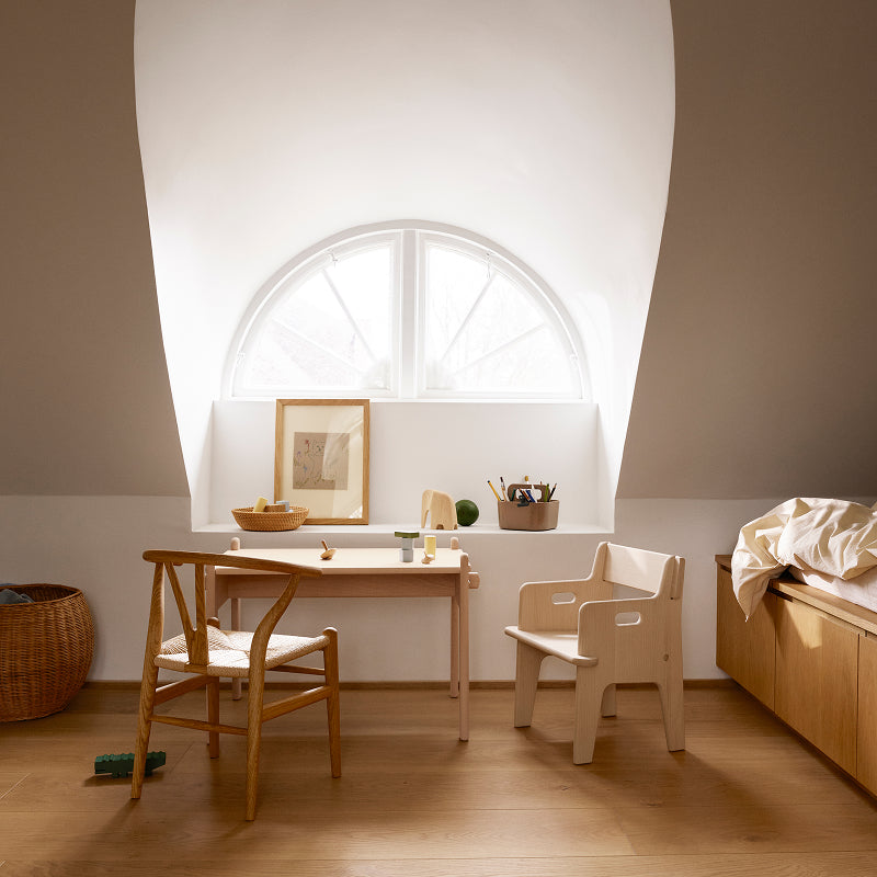 CH24 チルドレン・Yチェア オーク材/オイル仕上げ/ナチュラルペーパーコード SH295mm