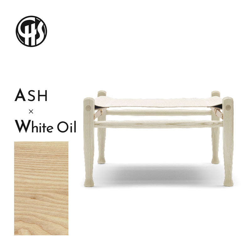 KK97170 Safari footstool アッシュ材/ホワイトオイル仕上げ/ナチュラルキャンバス H340mm