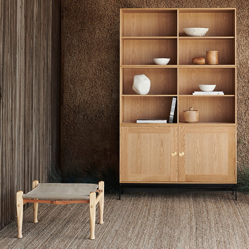 KK97170 Safari footstool アッシュ材/ホワイトオイル仕上げ/ナチュラルキャンバス H340mm