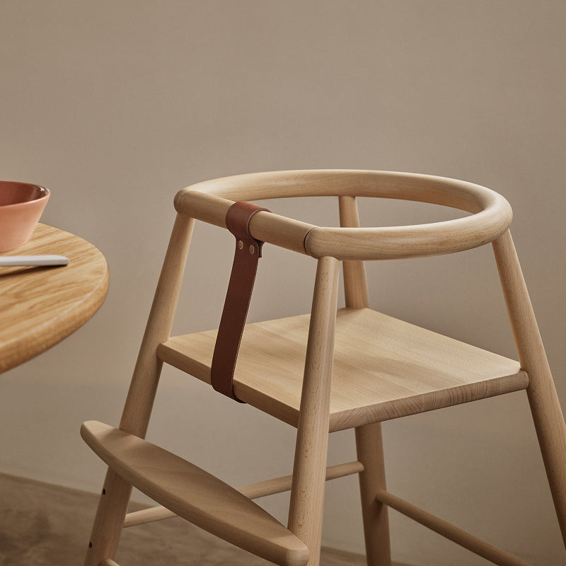 クリスマス前にお届け★｜ND54 High Chair ビーチ材/マットラッカー仕上げ/サドルレザーコニャック SH535mm