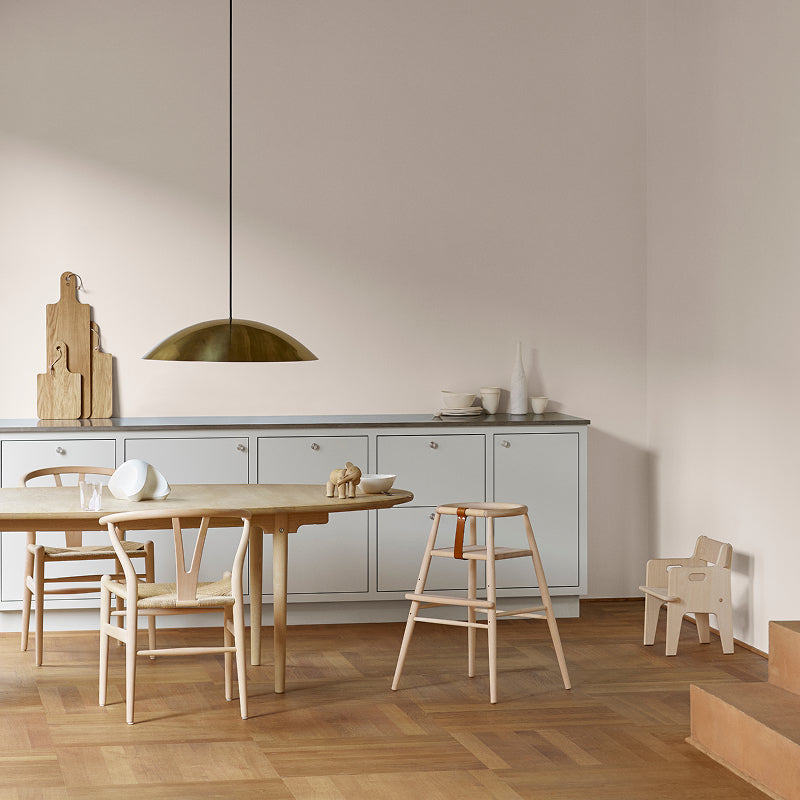 クリスマス前にお届け★｜ND54 High Chair ビーチ材/マットラッカー仕上げ/サドルレザーコニャック SH535mm