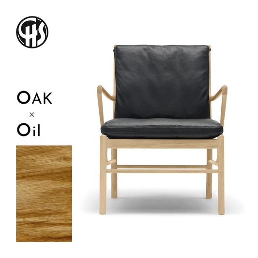 OW149 Colonial Chair オーク材/オイル仕上げ/ブラックレザー Thor 301 SH460mm