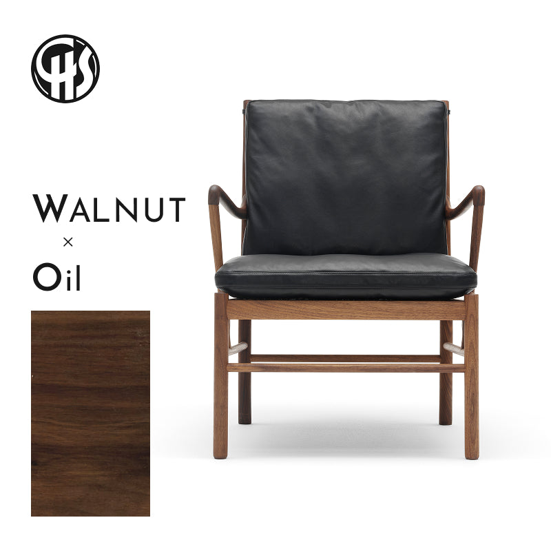 OW149 Colonial Chair ウォルナット材/オイル仕上げ/ブラックレザー Thor 301 SH460mm