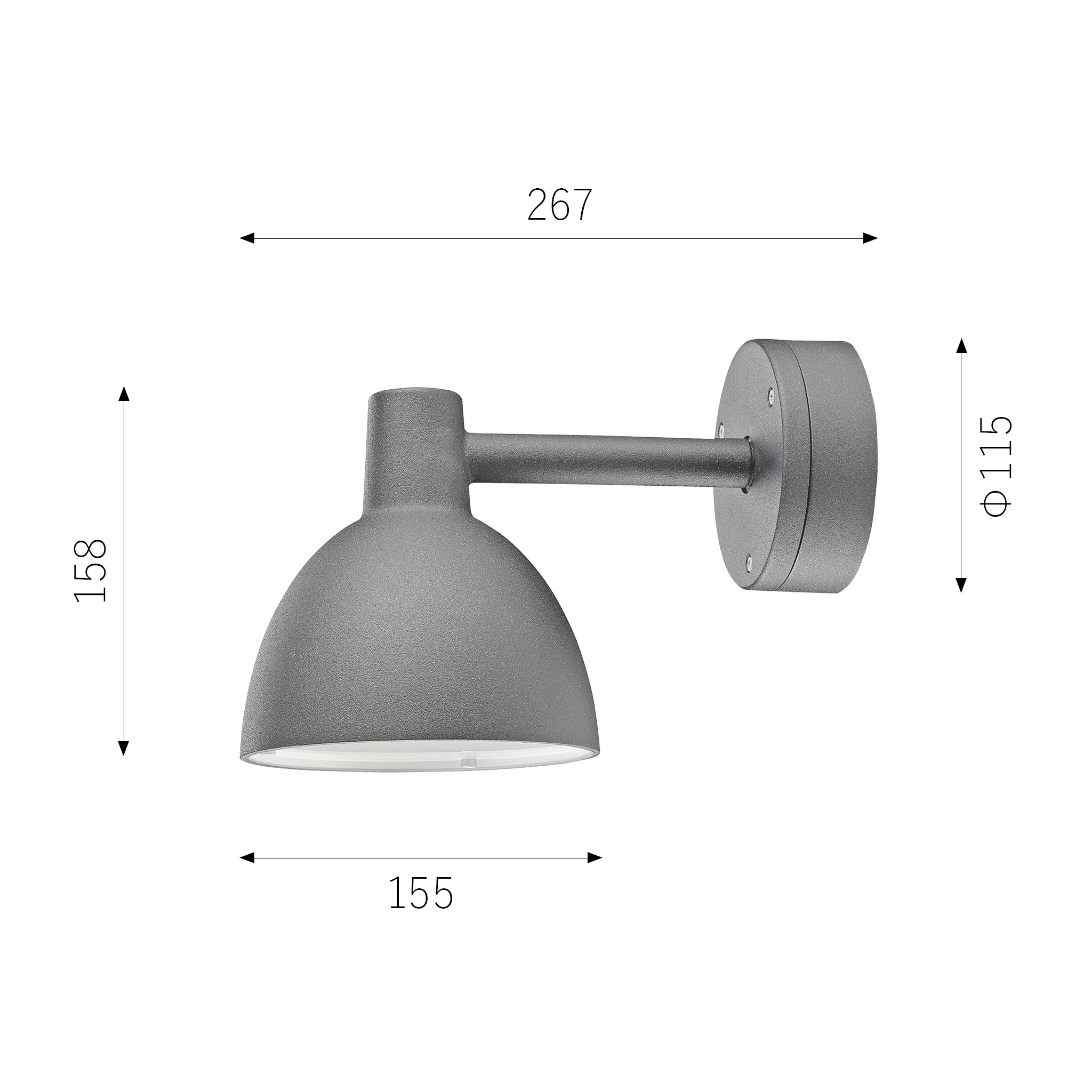 Louis Poulsen（ルイスポールセン）Toldbod 155 Wall アルミ Φ155mm