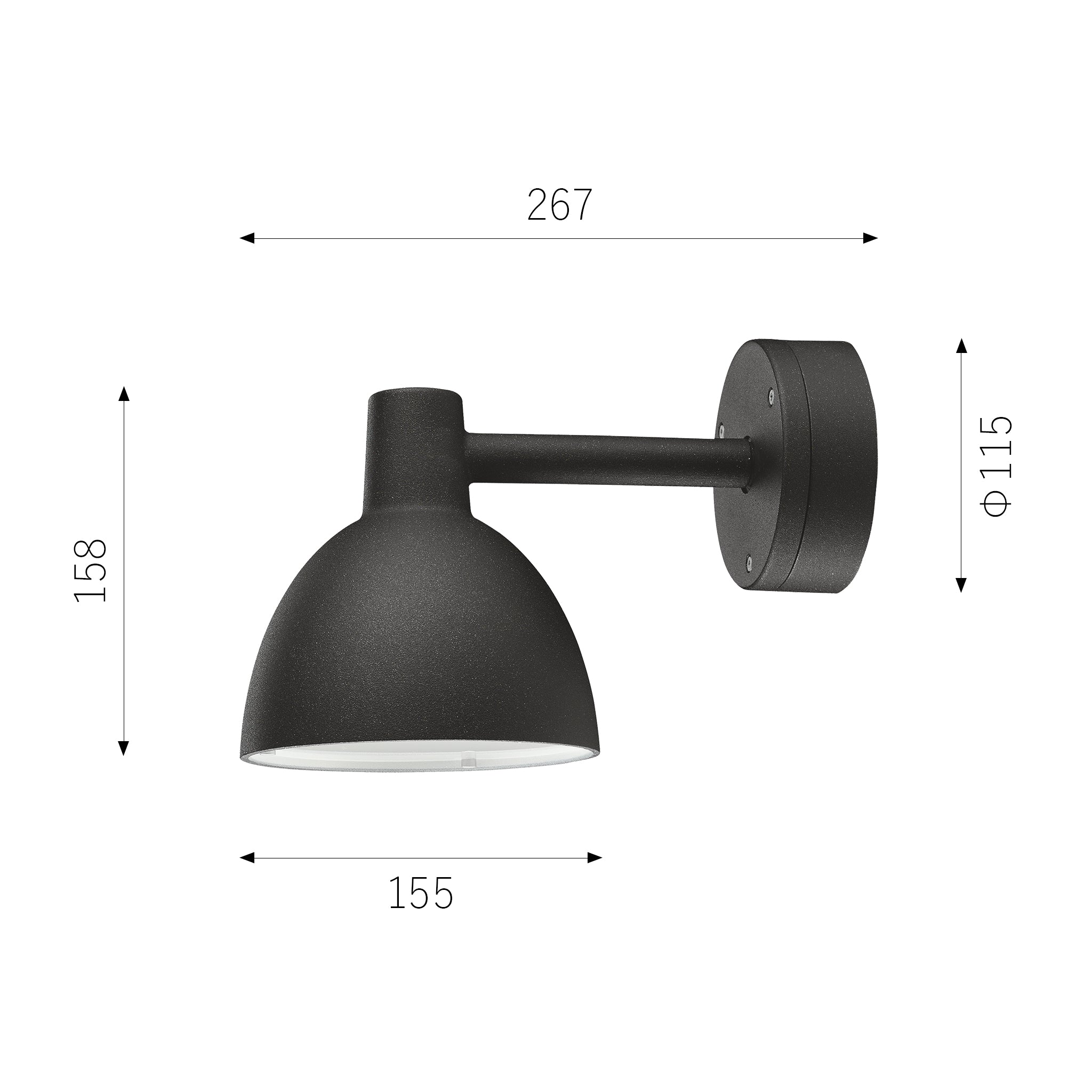 Louis Poulsen（ルイスポールセン）Toldbod 155 Wall ブラック Φ155mm
