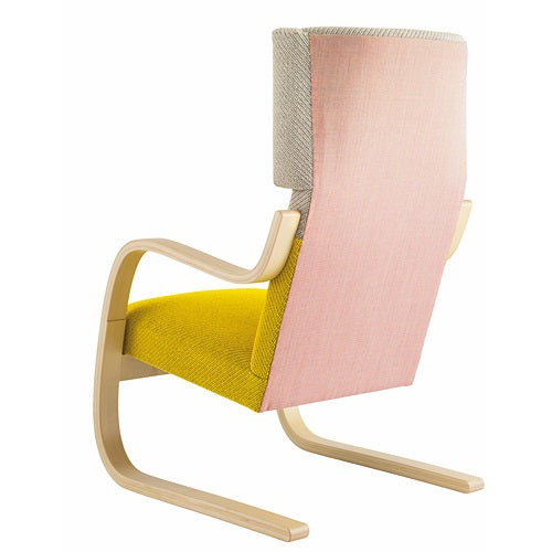 Armchair 401 by Hella Jongerius ナチュラルラッカー/グレー/イエロー SH400mm