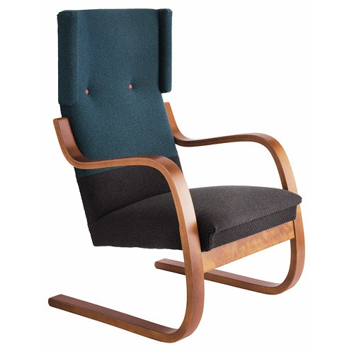 Armchair 401 by Hella Jongerius ウォルナットステイン/ダークターコイズ/ダークブラウン SH400mm