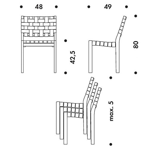 Chair 611 ナチュラルラッカー/ブラック/ブルー SH425mm