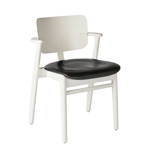 Domus Chair ホワイト/革ブラック SH445mm